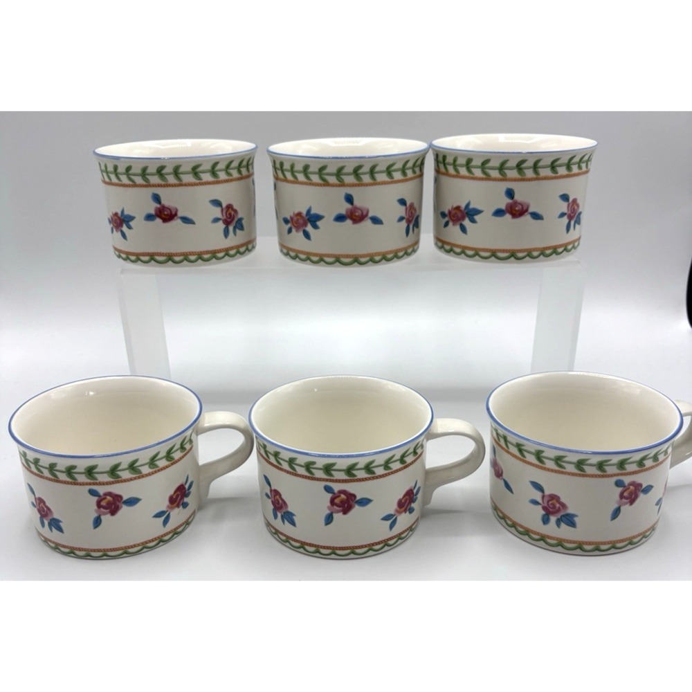 Mikasa Fashion Plate Rose Parade Tea Cups CP012 Set of 6 Whimsical Floral